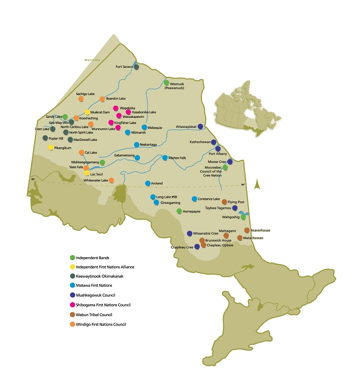 Native Territory Map Ontario Treaty - Matawa